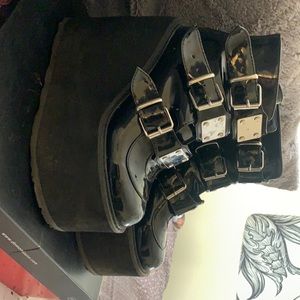 Demonia platform buckle boots black
